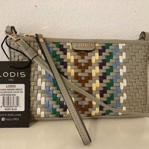 LODIS Savannah Crossbody Bag Wristlet Gray Leather